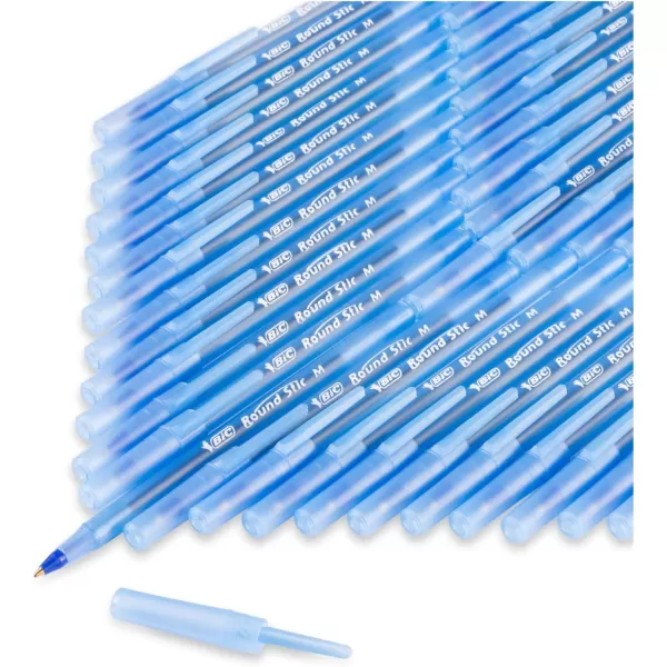 BIC Round Stic Xtra Life Blue Ballpoint Pens Medium Point 10mm 240Count Pack of Bulk Pens Flexible Round Barrel for Writing Comfort No 1 Selling Ballpoint Pens