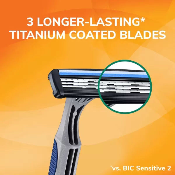 BIC Sensitive 3 Disposable Razors for Men With 3 Blades for Sensitive Skin 12 Count Value Pack of Shaving Razors