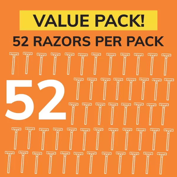 BIC Sensitive Disposable Razors for Men LongLasting 1 Blade Razors for Sensitive Skin 52 Count Shaving Razors52 Count Pack of 1