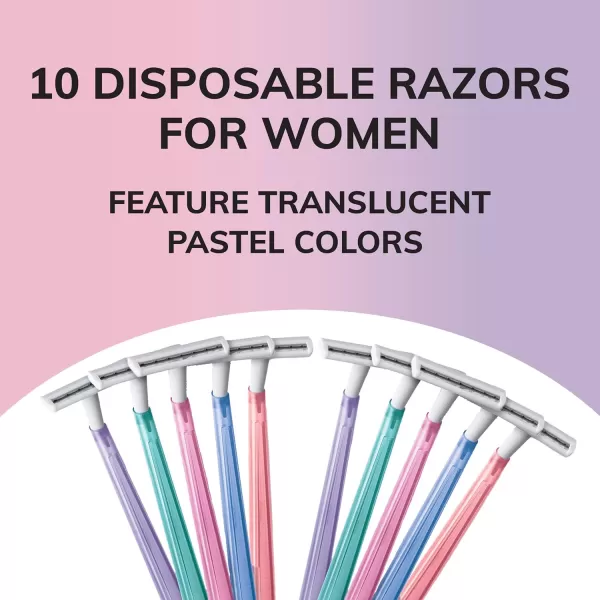 BIC Silky Touch Womens Disposable Razors With 2 Blades Pretty Pastel Razor Handles 40 Count Value Pack of Womens Razors10 Count Pack of 1