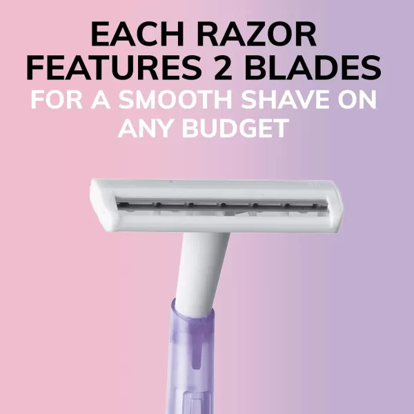 BIC Silky Touch Womens Disposable Razors With 2 Blades Pretty Pastel Razor Handles 40 Count Value Pack of Womens Razors10 Count Pack of 12