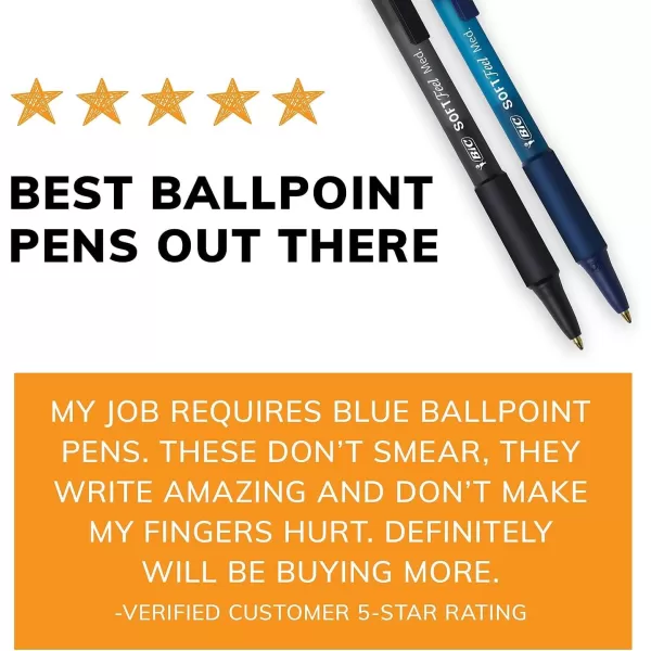 BIC Soft Feel Assorted Colors Retractable Ballpoint Pens Medium Point 10mm 36Count Pack Black and Blue Pens With SoftTouch Comfort Grip Perfect Color Pens For Note TakingBlue