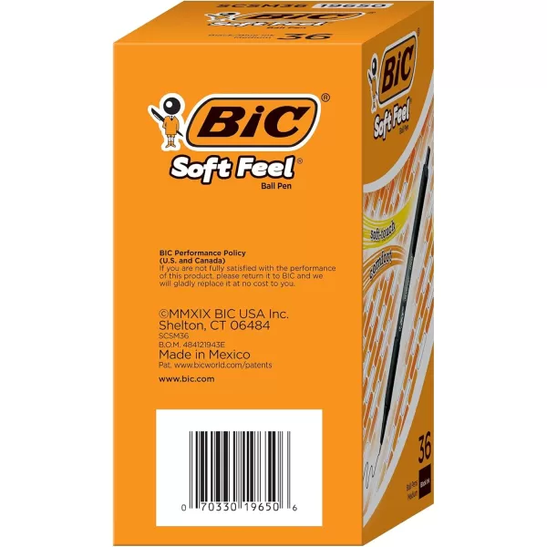 BIC Soft Feel Black Retractable Ballpoint Pens Medium Point 10mm 36Count Pack Black Pens With SoftTouch Comfort Grip36 Count Pack of 1