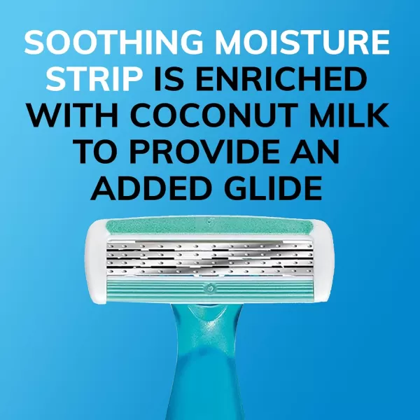 BIC Soleil Comfort Womens Disposable Razors for Summer Flexible Blades for a Closer Shave and Less Irritation Shaving Razor With 4 Blades 10 Count PackBlue and White