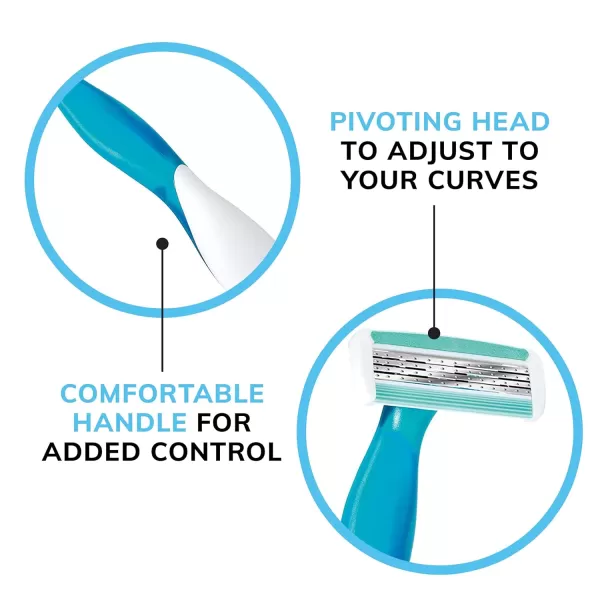 BIC Soleil Comfort Womens Disposable Razors for Summer Flexible Blades for a Closer Shave and Less Irritation Shaving Razor With 4 Blades 10 Count PackBlue and White