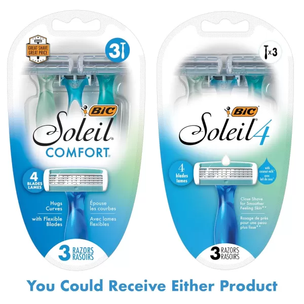 BIC Soleil Comfort Womens Disposable Razors for Summer Flexible Blades for a Closer Shave and Less Irritation Shaving Razor With 4 Blades 10 Count PackBlue