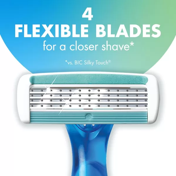 BIC Soleil Comfort Womens Disposable Razors for Summer Flexible Blades for a Closer Shave and Less Irritation Shaving Razor With 4 Blades 10 Count PackBlue