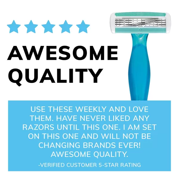 BIC Soleil Comfort Womens Disposable Razors for Summer Flexible Blades for a Closer Shave and Less Irritation Shaving Razor With 4 Blades 10 Count PackBlue and White