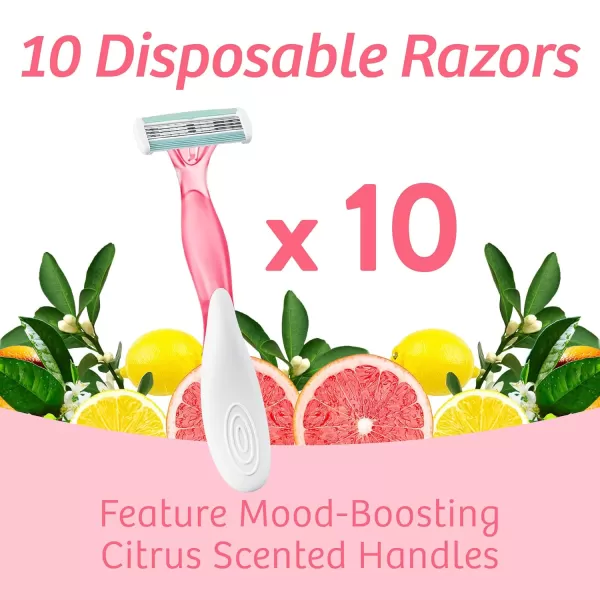 BIC Soleil Escape Womens Disposable 4 Blade Razors Citrus Scented Handles Perfect Bikini Razor 4Pack10 Count Pack of 1