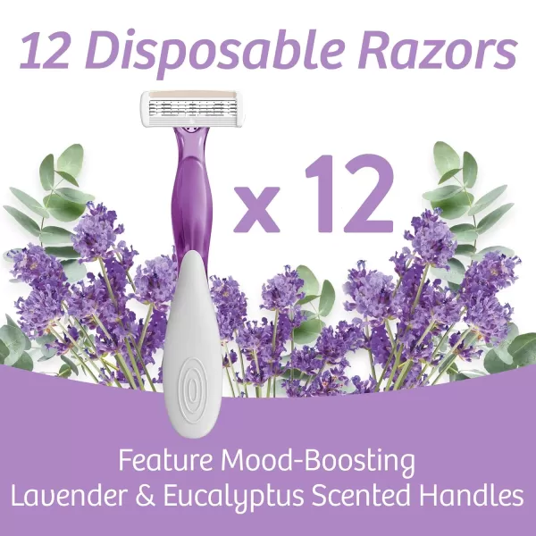 BIC Soleil Escape Womens Disposable 4Blade Razors Perfect Bikini Line Razor Lavender ampamp Eucalyptus Scented Handles 4PackAssorted