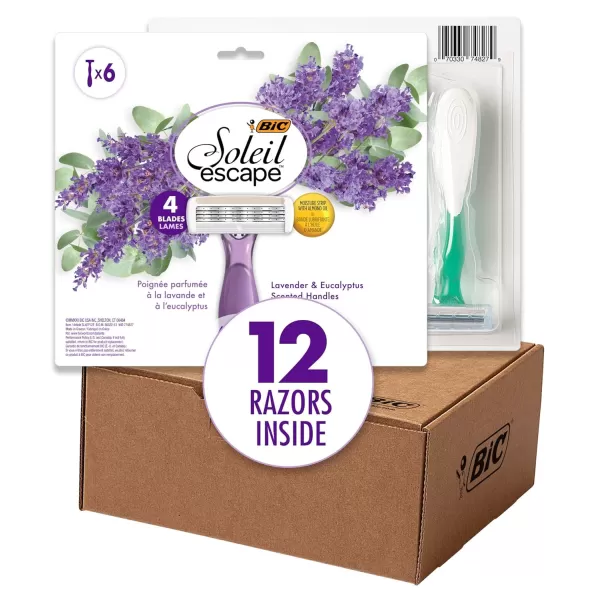 BIC Soleil Escape Womens Disposable 4Blade Razors Perfect Bikini Line Razor Lavender ampamp Eucalyptus Scented Handles 4PackAssorted