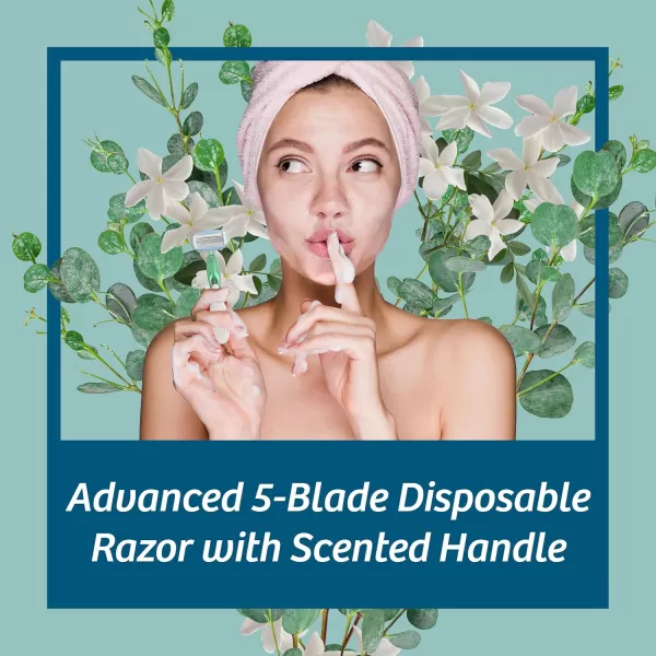 BIC Soleil Escape Womens Disposable Razors With 5 Blades for a Comfortable Shave Pack of Jasmine ampamp Eucalyptus Scented Handle Shaving Razors for Women Great Stocking Stuffer 2 Count