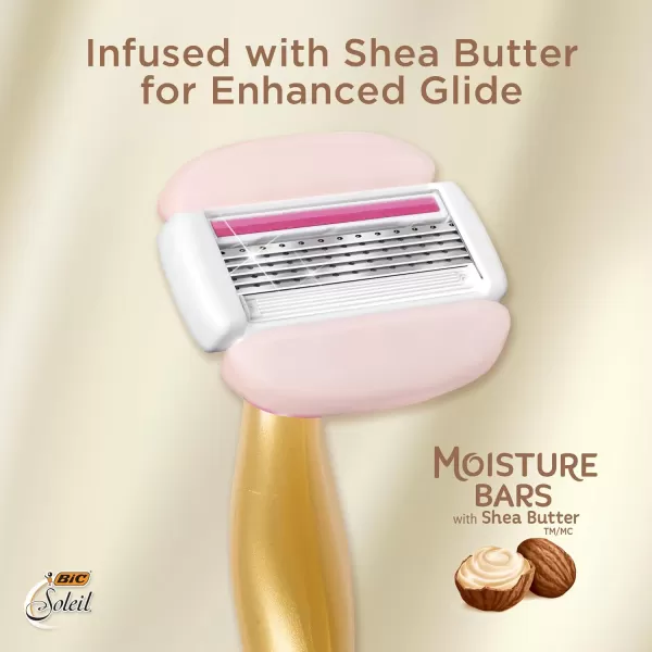 BIC Soleil Glide Disposable Razors for Women 5 Blades With Shea Butter Moisture Strip For a Smooth Glide 2 Piece Razor Set2 Count Pack of 2