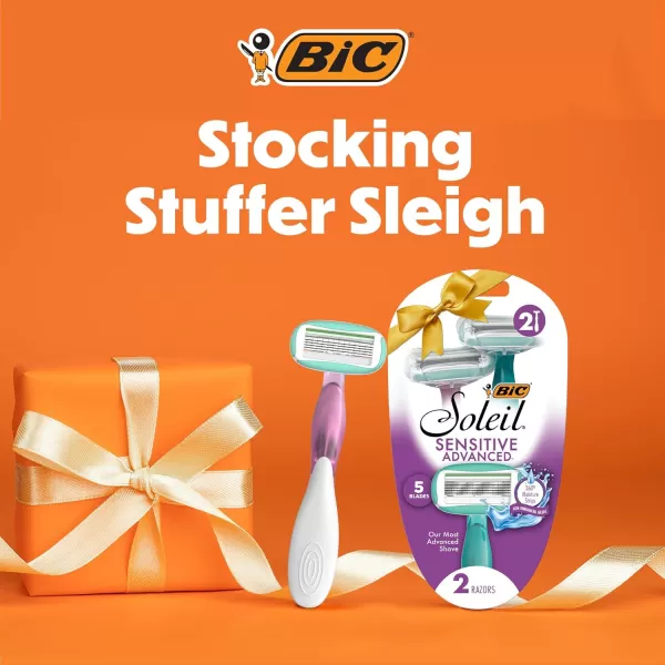 BIC Soleil Sensitive Advanced Womens Disposable Razors With 360 Degree Water Activated Moisture Strip for Enhanced Glide Shaving Razors With 5 Blades 10 Count1 Count Pack of 2