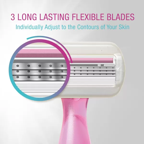 BIC Soleil Sensitive Womens Disposable Razors 3 Blades With Moisture Strip For a Silky Smooth Shave 3 Piece Razor Set1 Count Pack of 3