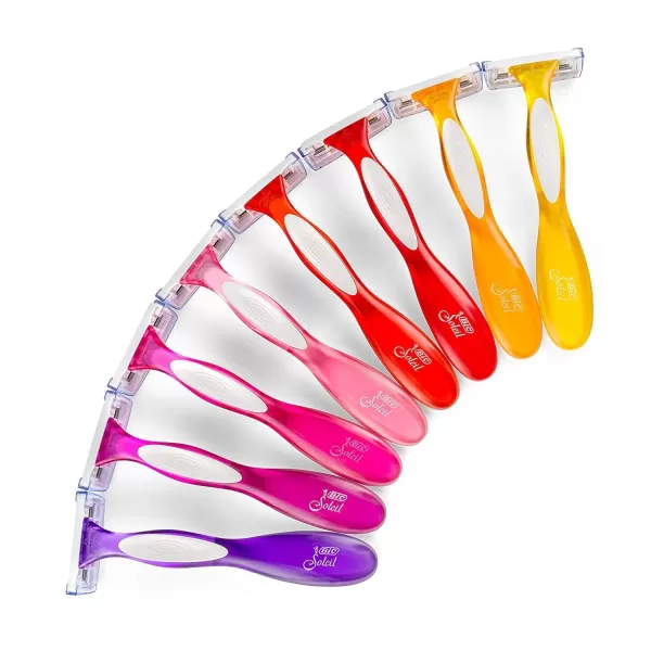 BIC Soleil Smooth Colors Womens Disposable Razors With Vitamin E Lubricating Strip for Enhanced Glide Great Stocking Stuffer 14Count Gift Set10 Count Pack of 2
