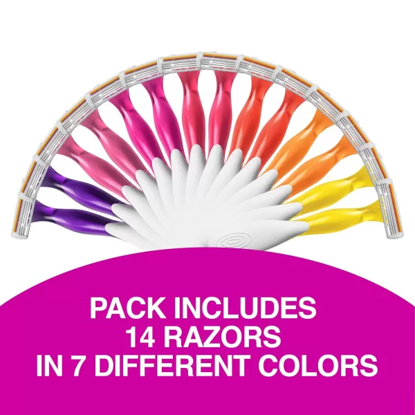 BIC Soleil Smooth Colors Womens Disposable Razors With Vitamin E Lubricating Strip for Enhanced Glide Great Stocking Stuffer 14Count Gift Set14 Count Pack of 1