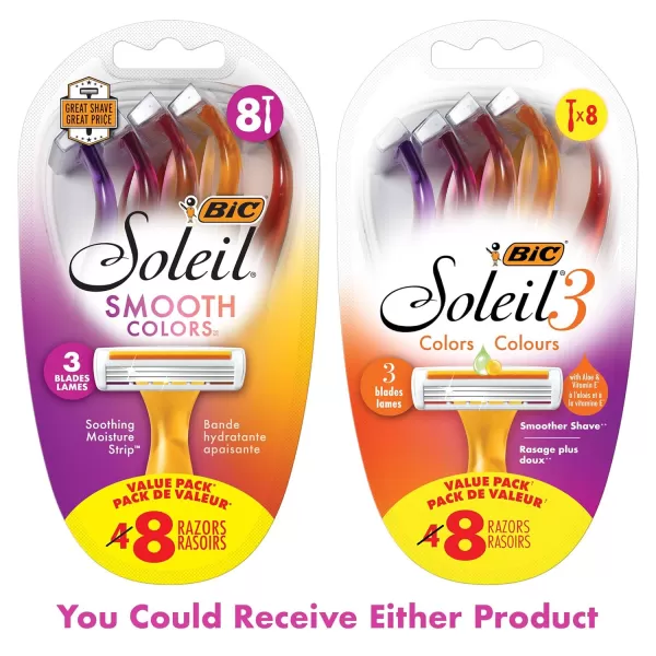 BIC Soleil Smooth Colors Womens Disposable Razors With Vitamin E Lubricating Strip for Enhanced Glide Great Stocking Stuffer 14Count Gift Set8 Count Pack of 1