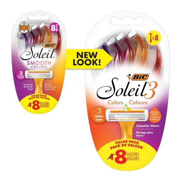 BIC Soleil Smooth Colors Womens Disposable Razors With Vitamin E Lubricating Strip for Enhanced Glide Great Stocking Stuffer 14Count Gift Set8 Count Pack of 1