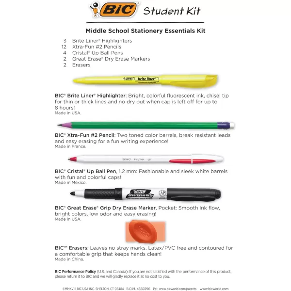 BIC Student Kit Assorted Stationery Essentials 23 Count1 Count Pack of 1