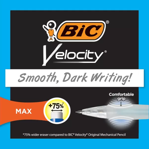BIC Velocity Max Mechanical Pencils With Colorful Barrel Medium Point 07mm 2Count Pack Mechanical Pencils With Erasers and Lead RefillsBlack