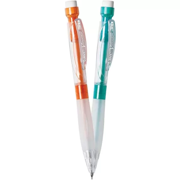 BIC Velocity Max Mechanical Pencils With Colorful Barrel Medium Point 07mm 2Count Pack Mechanical Pencils With Erasers and Lead RefillsBlack