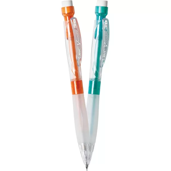 BIC Velocity Max Mechanical Pencils With Colorful Barrel Medium Point 07mm 2Count Pack Mechanical Pencils With Erasers and Lead RefillsBlack