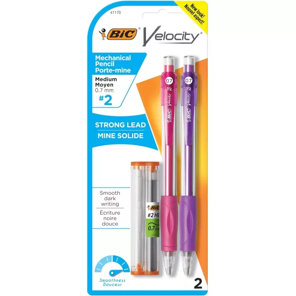 BIC Velocity Original Mechanical Pencil Medium Point 07mm Smooth Dark Writing 2Count2 Count Pack of 1