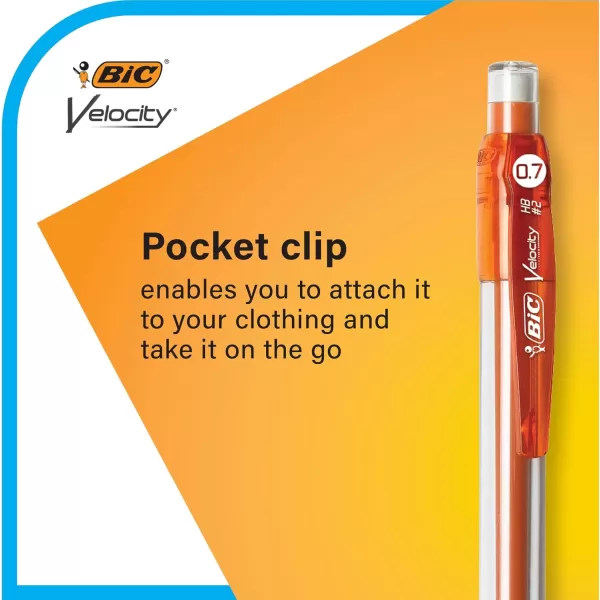 BIC Velocity Original Mechanical Pencil Medium Point 07mm Smooth Dark Writing 2Count2 Count Pack of 2