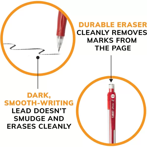 BIC Velocity Strong Lead Mechanical Pencils With Colorful Barrel Thick Point 09mm 12Count Pack Mechanical Pencils With Erasers
