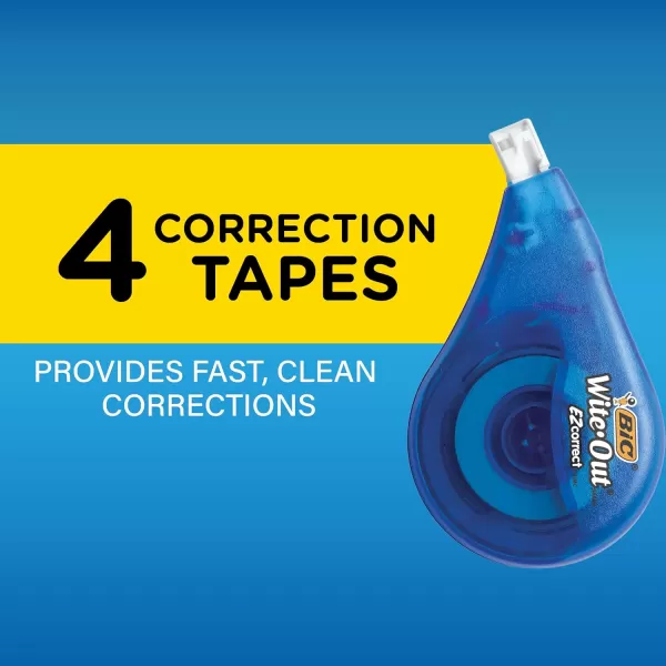 BIC WhiteOut Brand EZ Correct Correction Tape 393 Feet 4Count Pack of white Correction Tape Fast Clean and Easy to Use TearResistant Tape4 Count