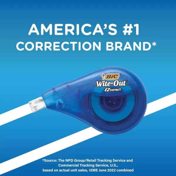 BIC WhiteOut Brand EZ Correct Correction Tape 393 Feet 4Count Pack of white Correction Tape Fast Clean and Easy to Use TearResistant Tape4 Count