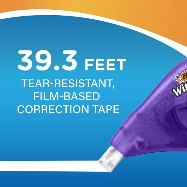 BIC WiteOut Brand EZ Correct Correction Tape 393 Feet 2Count Pack of white Correction Tape Fast Clean and Easy to Use TearResistant Tape Office or School Supplies