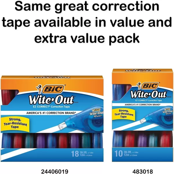 BIC WiteOut Brand EZ Correct Correction Tape 393 Feet 2Count Pack of white Correction Tape Fast Clean and Easy to Use TearResistant Tape Office or School Supplies