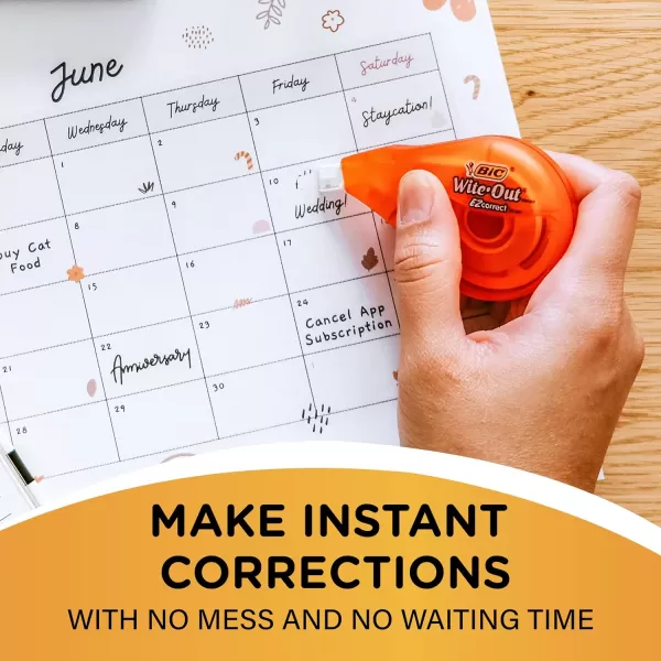 BIC WiteOut Brand EZ Correct Correction Tape White Fast Clean ampamp Easy To Use TearResistant Tape 6Count
