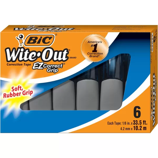 BIC WiteOut Brand EZ Correct Grip Correction Tape White 6CountWhite