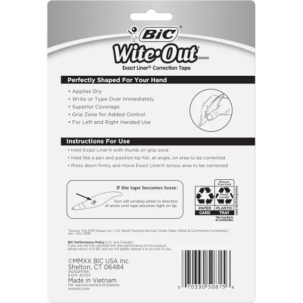 BIC WiteOut Brand Exact Liner Correction Tape 198 Feet 4Count Pack of white Correction Tape Fast Clean and Easy to Use TearResistant Tape Office or School Supplies1