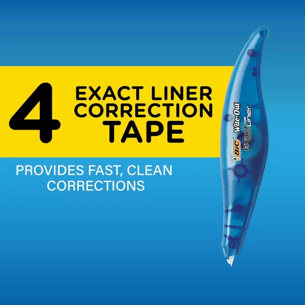 BIC WiteOut Brand Exact Liner Correction Tape 198 Feet 4Count Pack of white Correction Tape Fast Clean and Easy to Use TearResistant Tape Office or School Supplies18