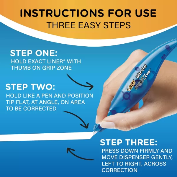 BIC WiteOut Brand Exact Liner Correction Tape White 2Count 3 packs 6 Tapes total