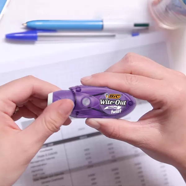 BIC WiteOut Brand Mini Twist Correction Tape 262 Feet 2Count Pack of white Correction Tape Fast Clean and Easy to Use TearResistant Tape Office or School Supplies
