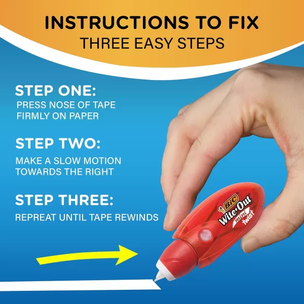 BIC WiteOut Brand Mini Twist Correction Tape 262 Feet 2Count Pack of white Correction Tape Fast Clean and Easy to Use TearResistant Tape Office or School Supplies