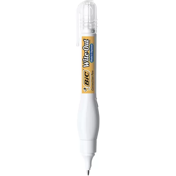 BIC WiteOut Brand Shake n Squeeze Correction Pen 8 ML Correction Fluid 4Count Pack of white Correction Pens Fast Clean and Easy to Use Office or School SuppliesCorrection Pen
