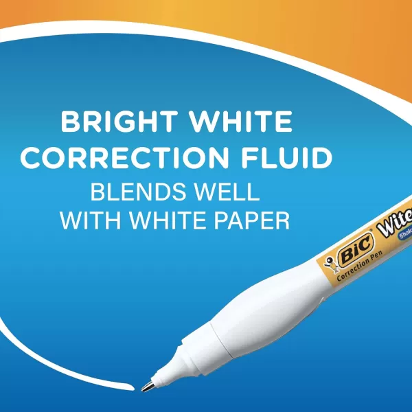 BIC WiteOut Brand Shake n Squeeze Correction Pen 8 ML Correction Fluid 4Count Pack of white Correction Pens Fast Clean and Easy to Use Office or School SuppliesCorrection Pen