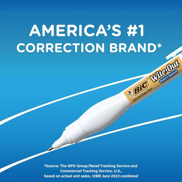 BIC WiteOut Brand Shake n Squeeze Correction Pen 8 ML Fluid 1 Count Pack of white Pens Fast Clean and Easy to Use Pen Office or School Supplies