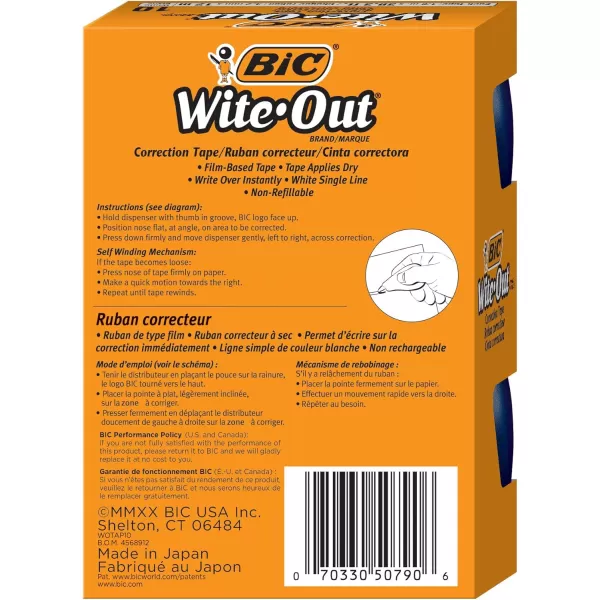BIC WiteOut EZ Correct Correction Tape White Pack of 1010 Count