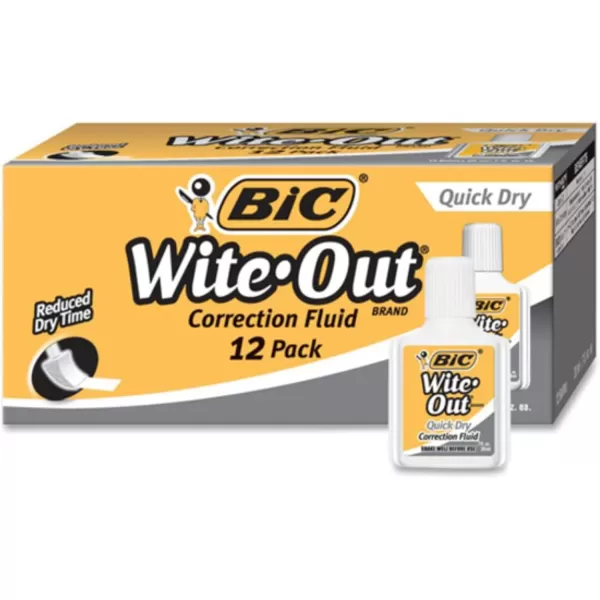 BIC WiteOut Quick Dry Correction Fluid  3 Pack BICWOFQD32412 Count Pack of 1