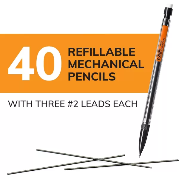 BIC Xtra Smooth Mechanical Pencils with Erasers Medium Point 07mm Perfect for Everyday Writing Erases Cleanly Writes Smooth ampamp Dark 40Count Gift Set