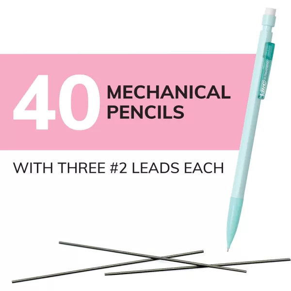 BIC Xtra Smooth Mechanical Pencils with Eriasers Medium Point 07mm No Smudge and Clean Erasing Writes Smooth ampamp Dark Great Holiday Gift 24Count Gift SetGraphite Lead Pastel Barrels