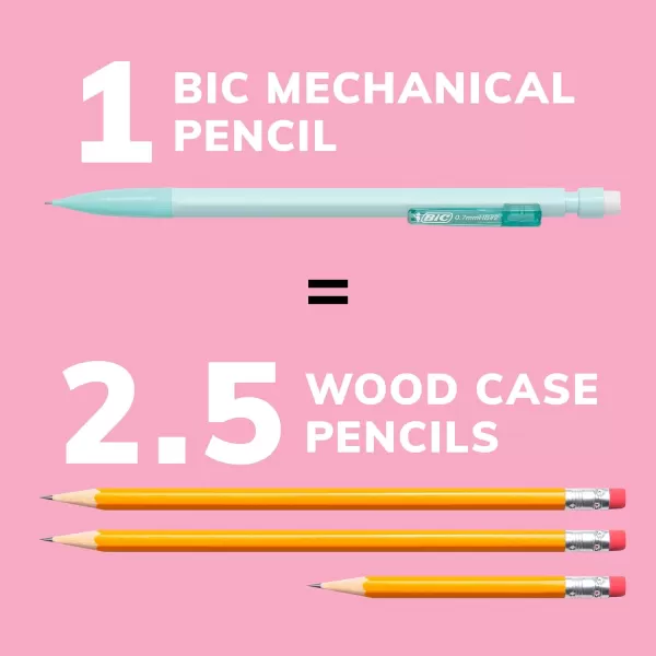 BIC Xtra Smooth Mechanical Pencils with Eriasers Medium Point 07mm No Smudge and Clean Erasing Writes Smooth ampamp Dark Great Holiday Gift 24Count Gift SetGraphite Lead Pastel Barrels