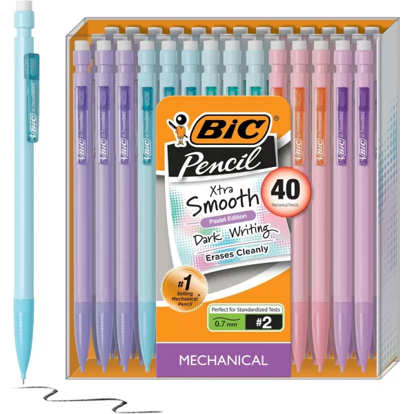 BIC Xtra Smooth Mechanical Pencils with Eriasers Medium Point 07mm No Smudge and Clean Erasing Writes Smooth ampamp Dark Great Holiday Gift 24Count Gift SetGraphite Lead Pastel Barrels
